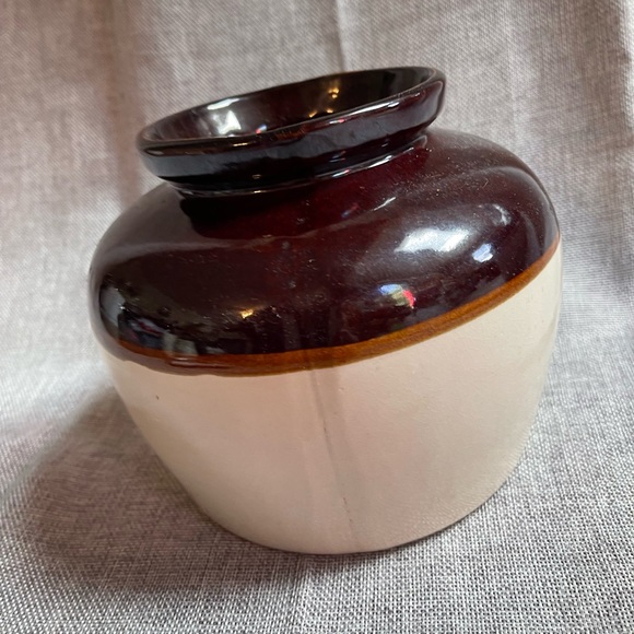 Vintage pottery bean pot crock natural tone ceramic farmhouse cottage co… - Picture 3 of 10
